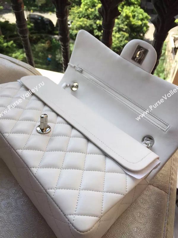 Chanel A1112 lambskin classic flap handbag white bag 5830