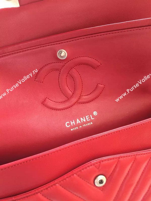 Chanel A1112 lambskin V classic flap handbag red bag 5833