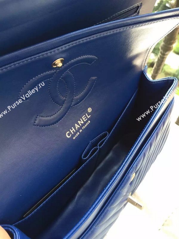 Chanel A1112 lambskin V classic flap handbag blue bag 5835