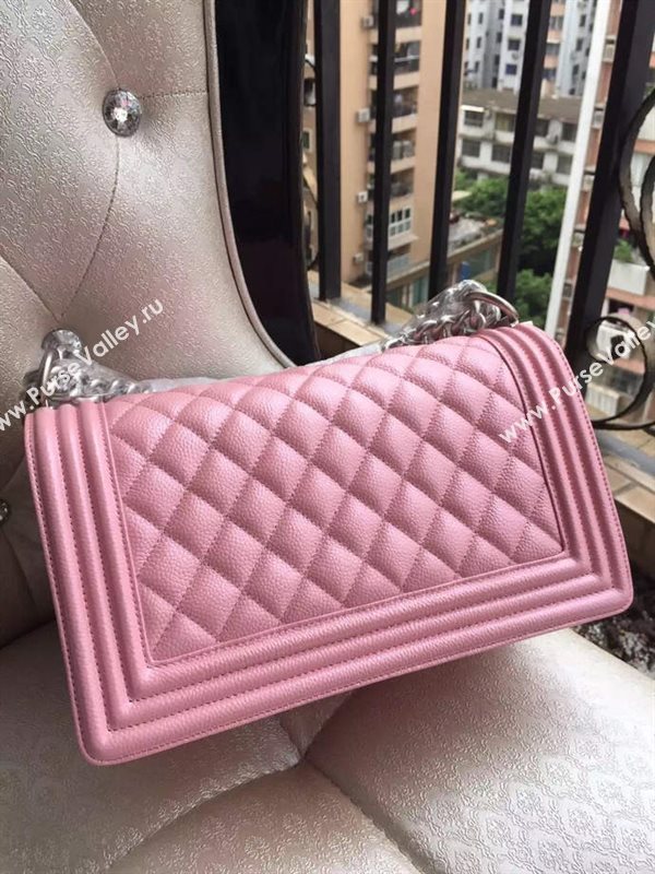 Chanel A67086 caviar lambskin medium le boy handbag pink bag 5836