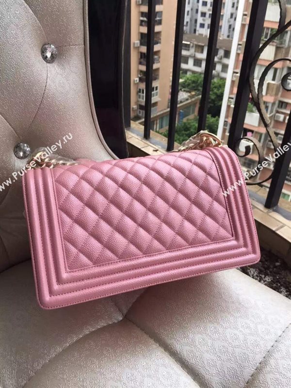 Chanel A67086 caviar lambskin medium le boy handbag pink bag 5837