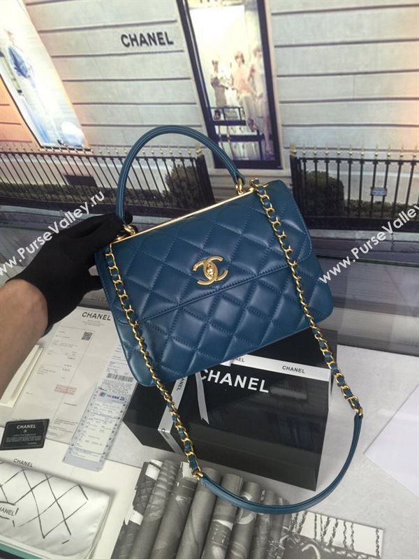 Chanel A92236 lambskin tote shoulder handbag blue bag 5940