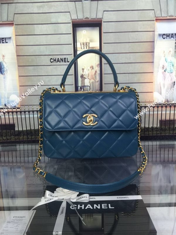 Chanel A92236 lambskin tote shoulder handbag blue bag 5940