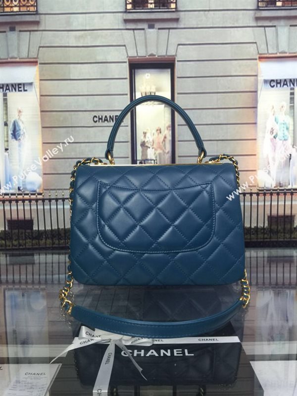 Chanel A92236 lambskin tote shoulder handbag blue bag 5940