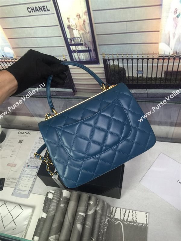 Chanel A92236 lambskin tote shoulder handbag blue bag 5940