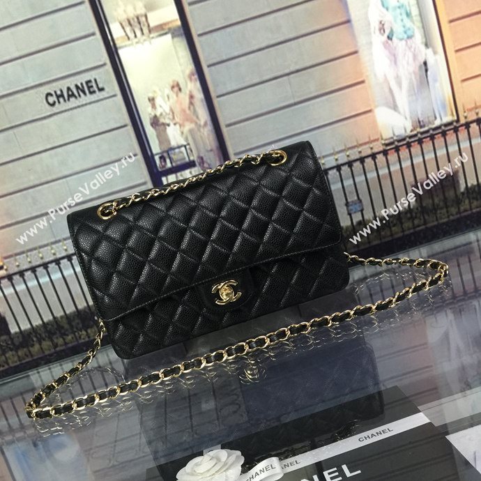 Chanel A1112 caviar lambskin flap handbag black bag 5942