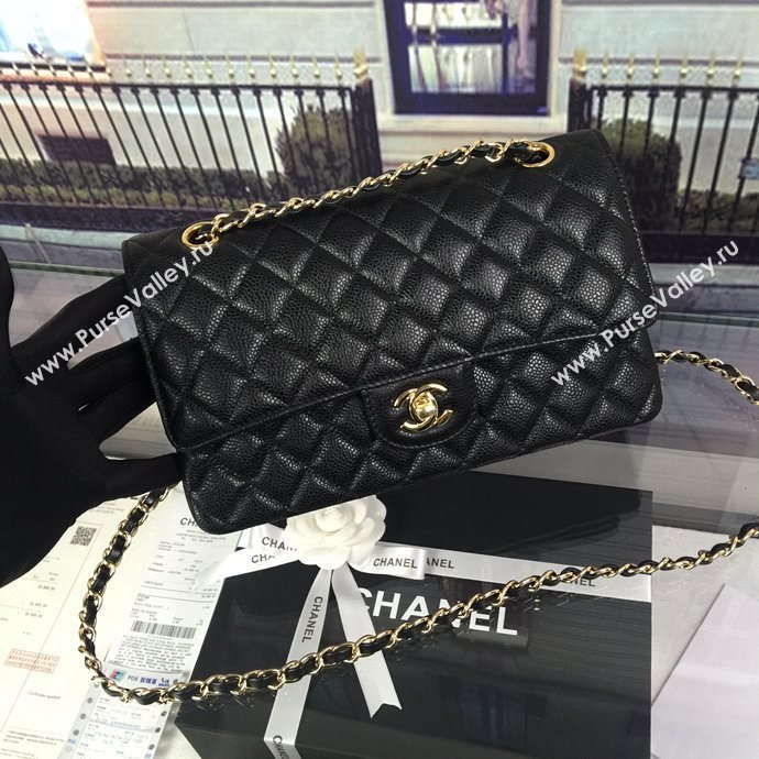 Chanel A1112 caviar lambskin flap handbag black bag 5942