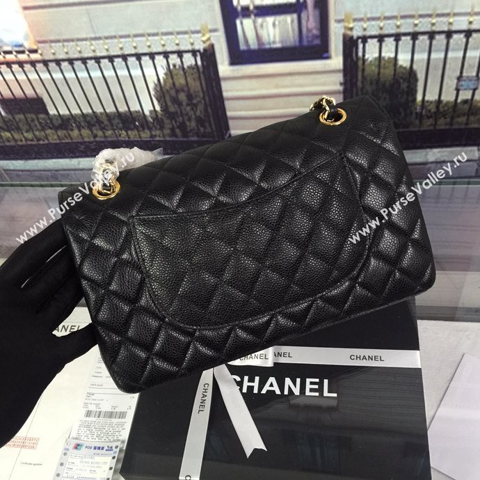 Chanel A1112 caviar lambskin flap handbag black bag 5942