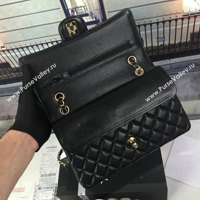 Chanel A1112 caviar lambskin flap handbag black bag 5942