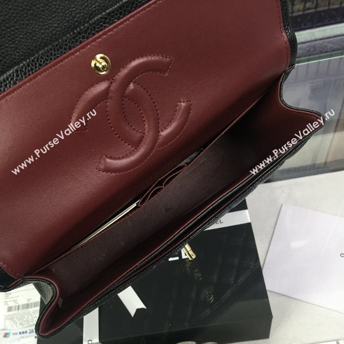 Chanel A1112 caviar lambskin flap handbag black bag 5942