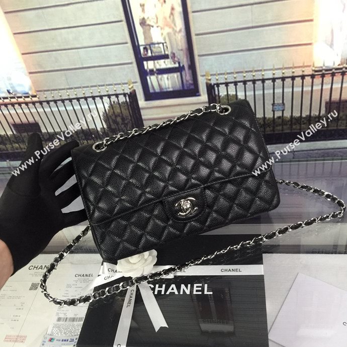 Chanel A1112 caviar lambskin flap handbag black bag 5943