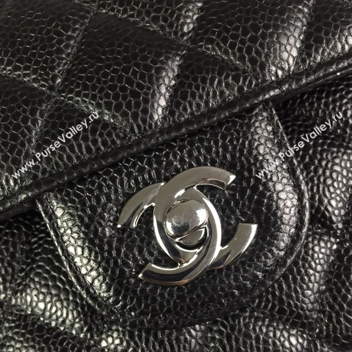 Chanel A1112 caviar lambskin flap handbag black bag 5943