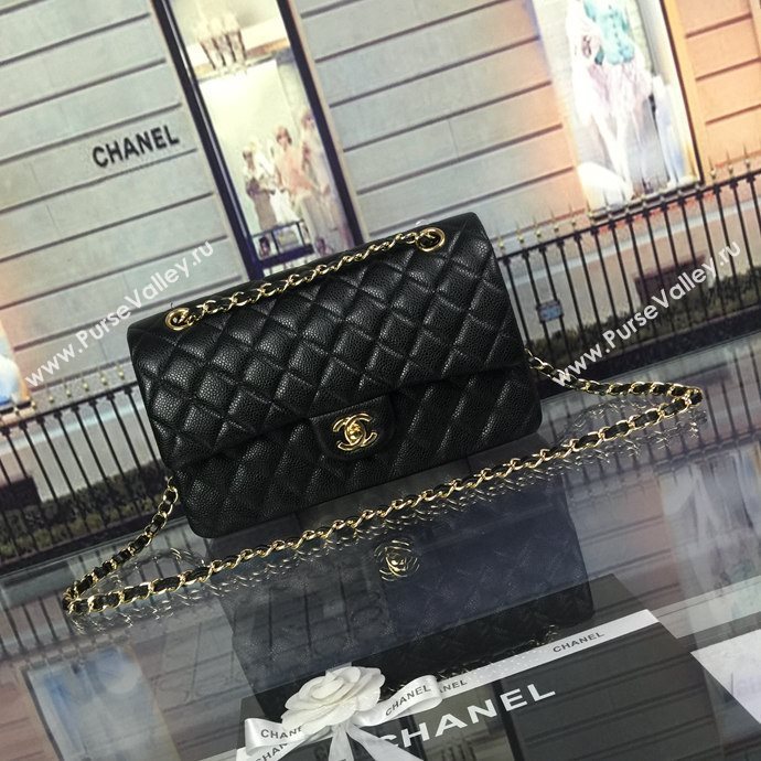 Chanel A1112 caviar lambskin flap handbag black bag 5944