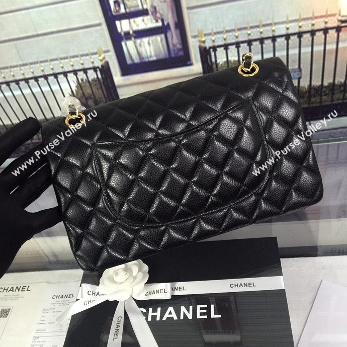 Chanel A1112 caviar lambskin flap handbag black bag 5944