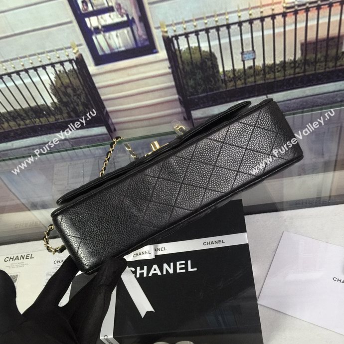 Chanel A1112 caviar lambskin flap handbag black bag 5944