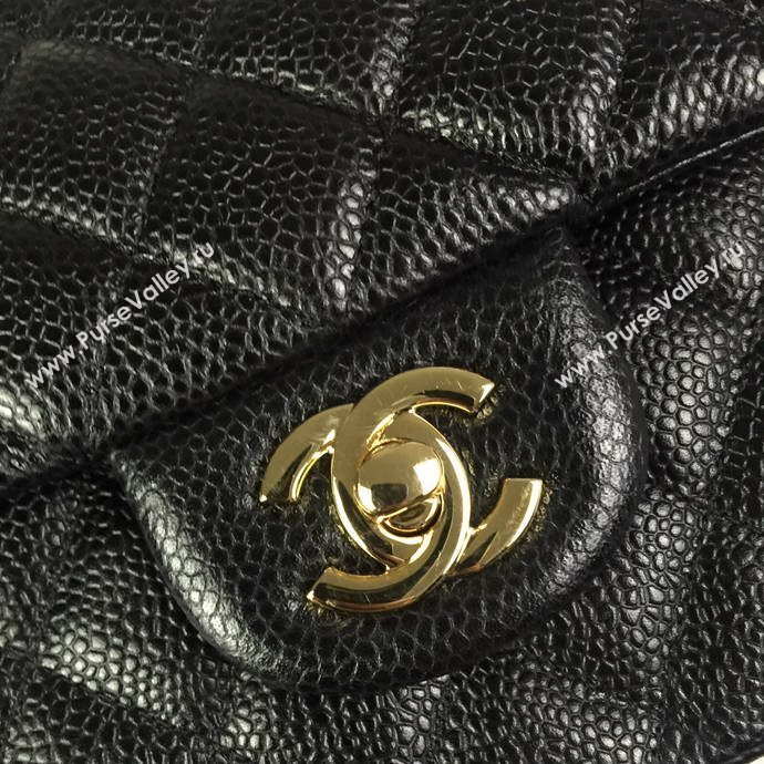 Chanel A1112 caviar lambskin flap handbag black bag 5944