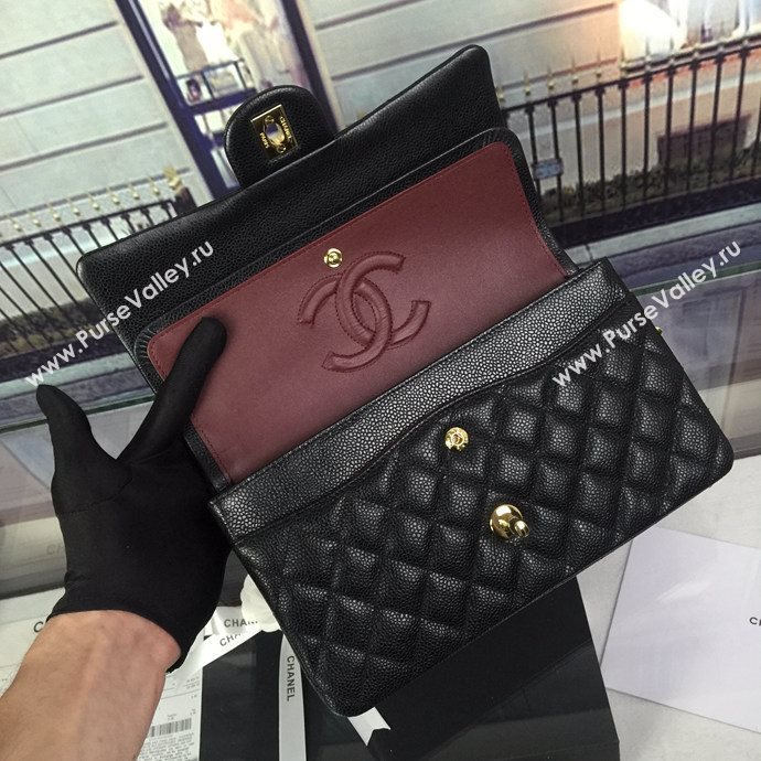 Chanel A1112 caviar lambskin flap handbag black bag 5944
