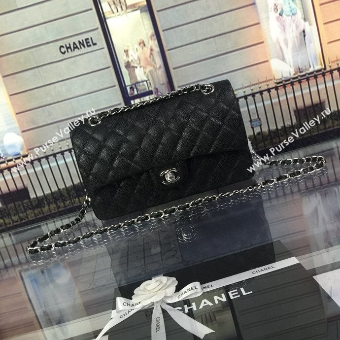 Chanel A1112 caviar lambskin flap handbag black bag 5945