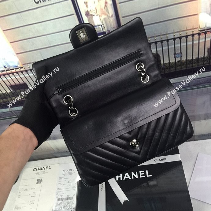 Chanel A1112 caviar lambskin V flap handbag black bag 5947