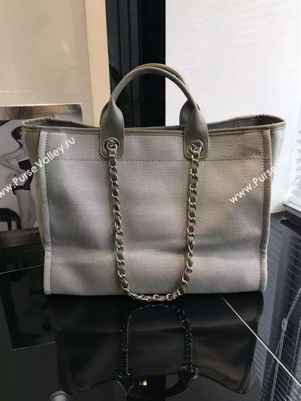 Chanel A68046 original canvas shopping handbag gray bag 5950