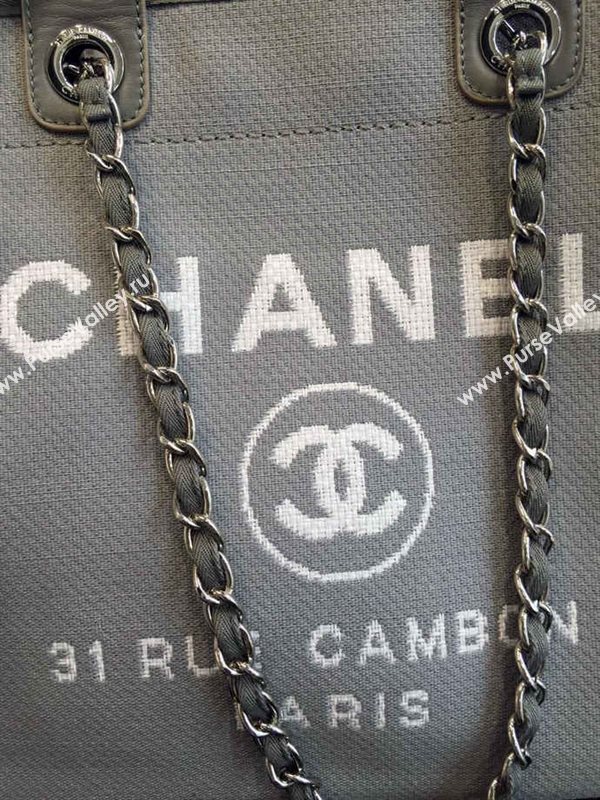 Chanel A68046 original canvas shopping handbag gray bag 5950