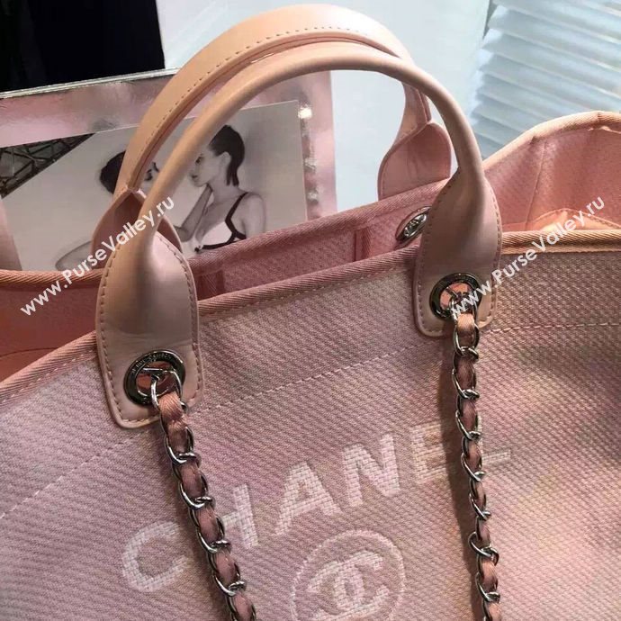 Chanel A68046 original canvas shopping handbag pink bag 5952