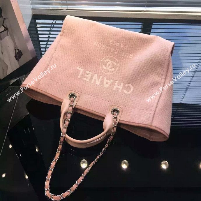 Chanel A68046 original canvas shopping handbag pink bag 5952