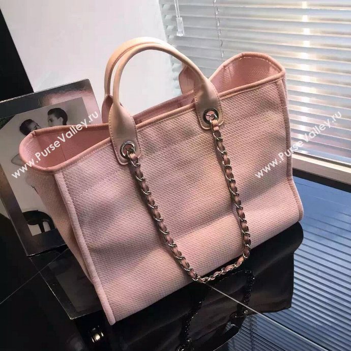 Chanel A68046 original canvas shopping handbag pink bag 5952