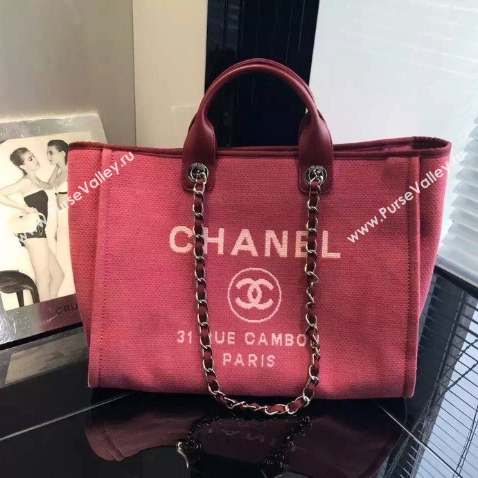 Chanel A68046 original canvas shopping handbag red bag 5953