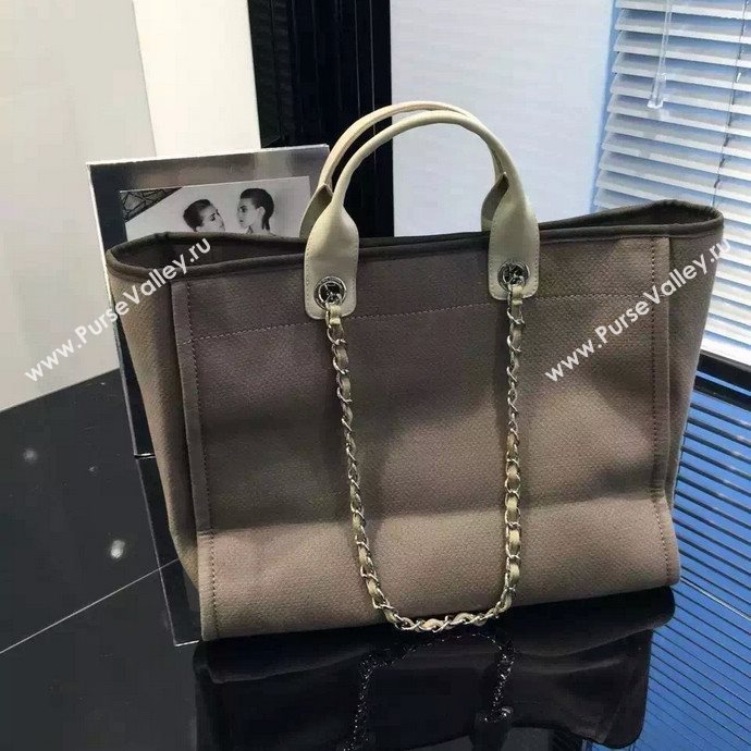 Chanel A68046 original canvas shopping handbag apricot bag 5954