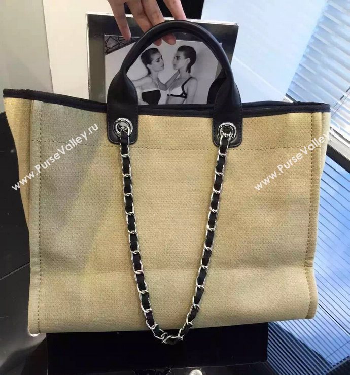 Chanel A68046 original canvas shopping handbag apricot bag 5955