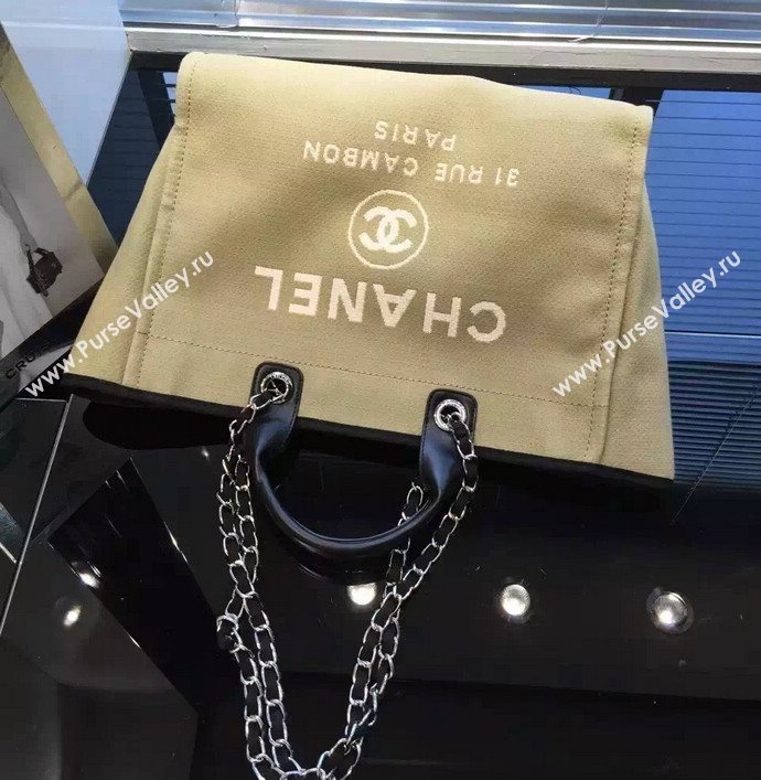 Chanel A68046 original canvas shopping handbag apricot bag 5955