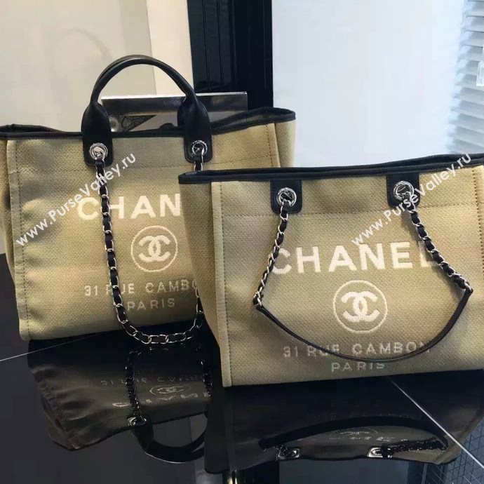 Chanel A68046 original canvas shopping handbag apricot bag 5955