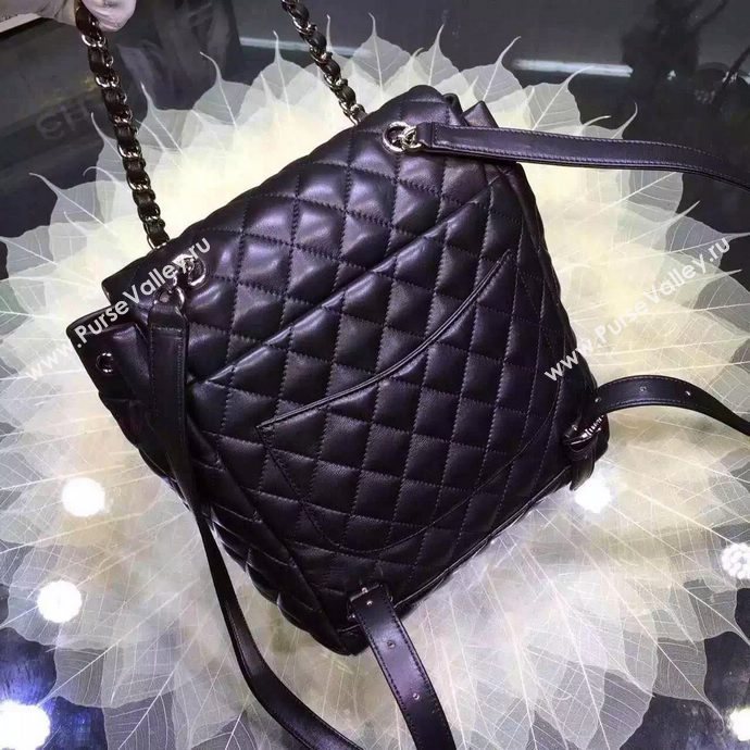 Chanel A91121 lambskin small backpack handbag black bag 5956