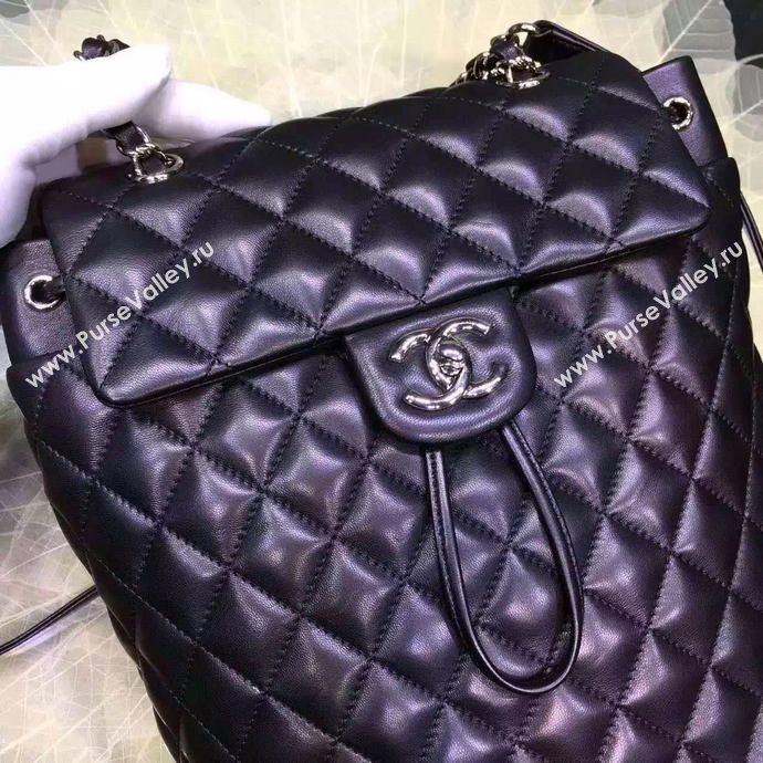 Chanel A91121 lambskin small backpack handbag black bag 5956