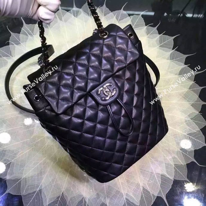 Chanel A91121 lambskin small backpack handbag black bag 5956