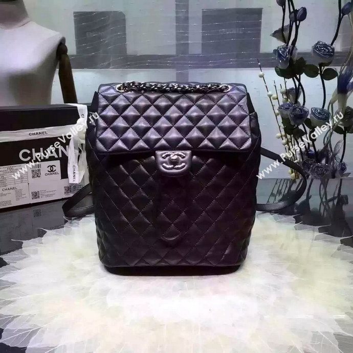 Chanel A91120 lambskin medium backpack handbag black bag 5957