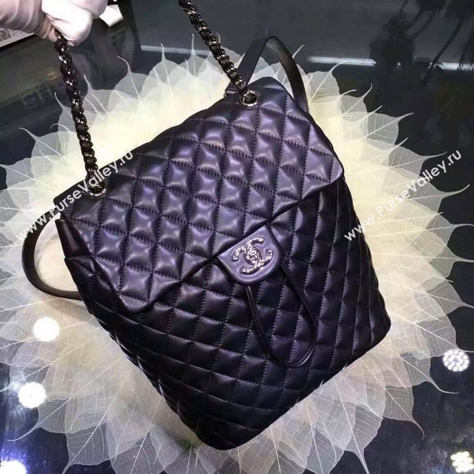 Chanel A91120 lambskin medium backpack handbag black bag 5957