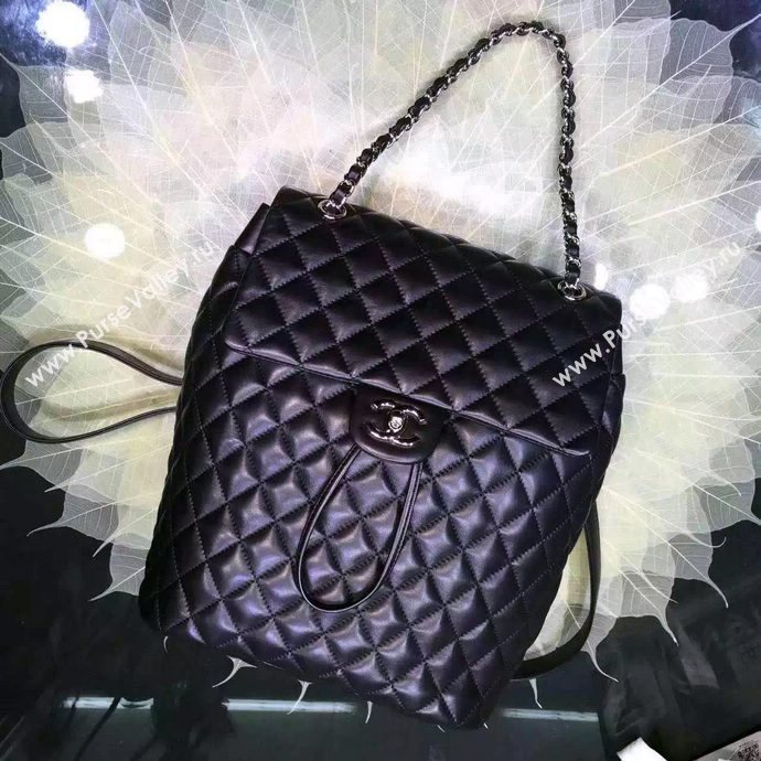 Chanel A91120 lambskin medium backpack handbag black bag 5957