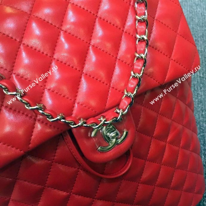 Chanel A91120 lambskin medium backpack handbag red bag 5958