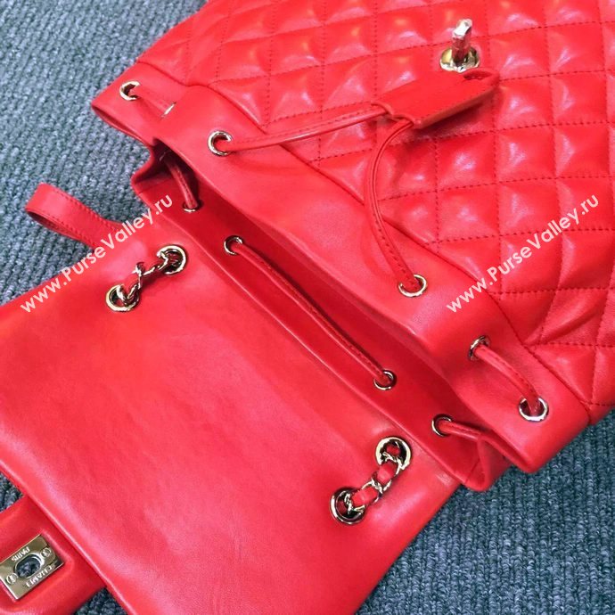 Chanel A91120 lambskin medium backpack handbag red bag 5958