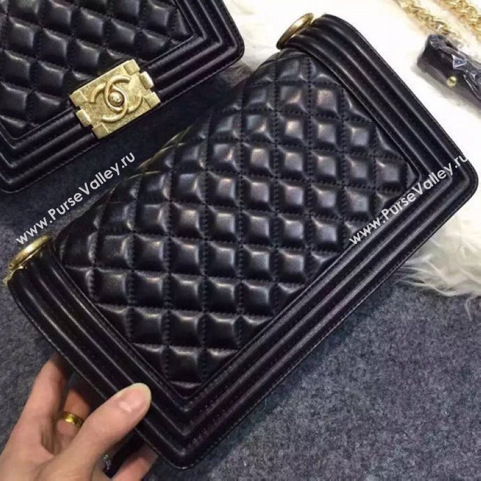 Chanel A67086 lambskin le boy handbag black bag 5961