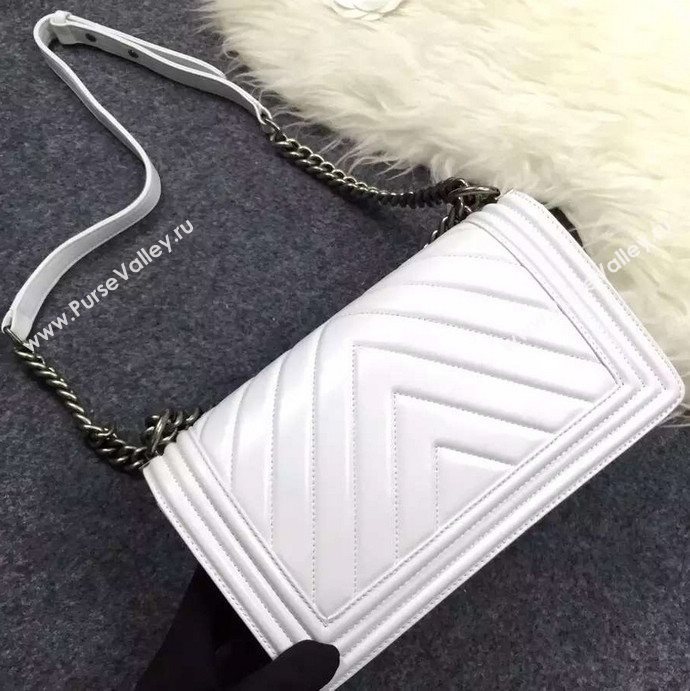 Chanel A67086 lambskin V le boy handbag white bag 5963