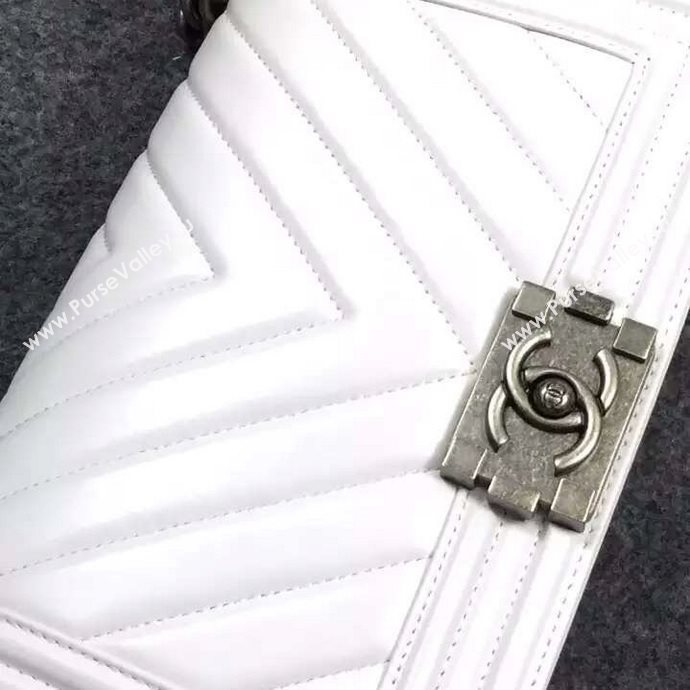 Chanel A67086 lambskin V le boy handbag white bag 5963
