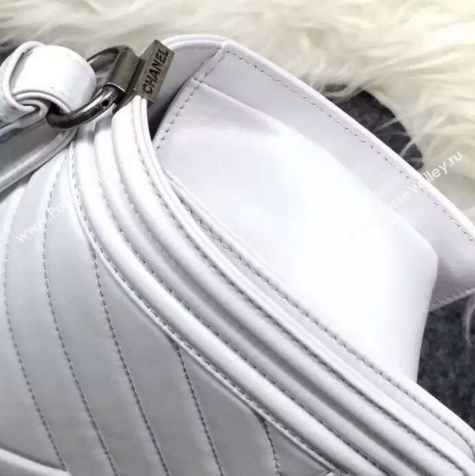 Chanel A67086 lambskin V le boy handbag white bag 5963