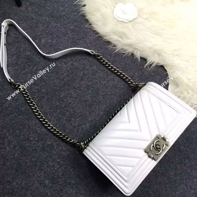 Chanel A67086 lambskin V le boy handbag white bag 5963