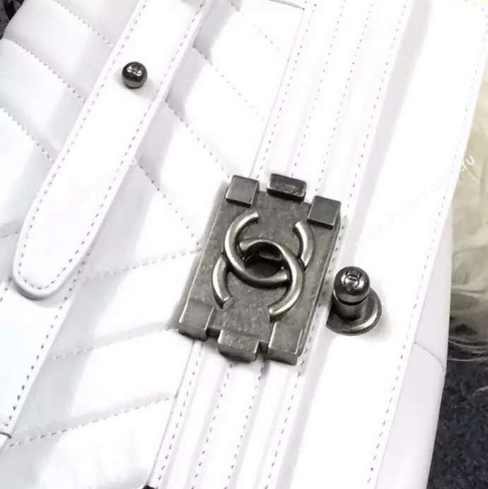 Chanel A67086 lambskin V le boy handbag white bag 5963