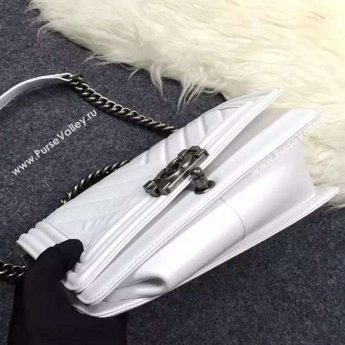 Chanel A67086 lambskin V le boy handbag white bag 5963