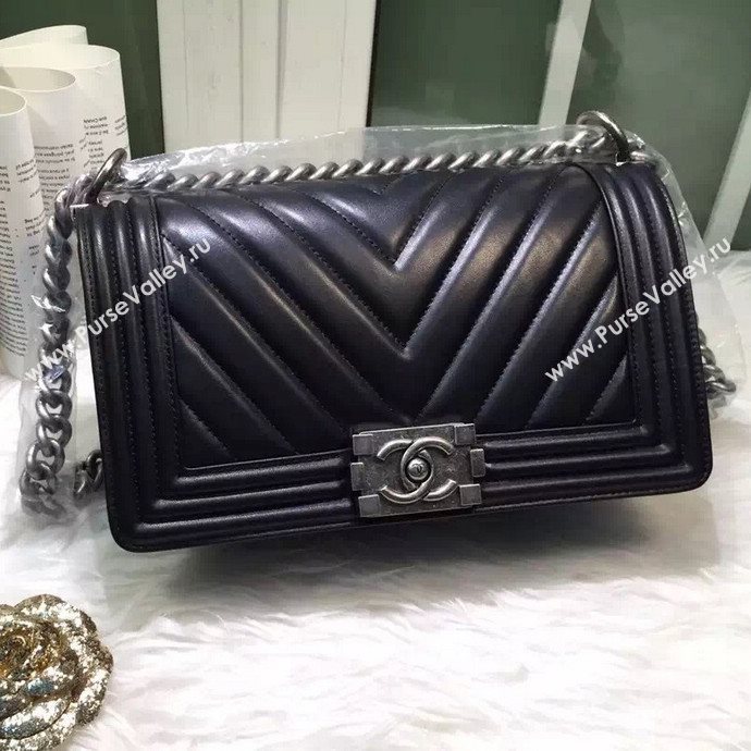 Chanel A67086 lambskin V le boy handbag black bag 5966