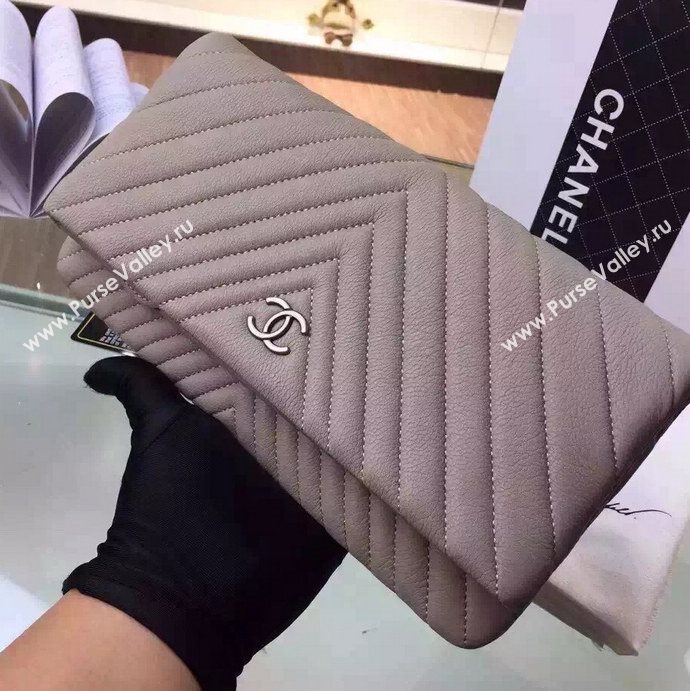 Chanel A67011 deerskin clutch handbag gray bag 5968